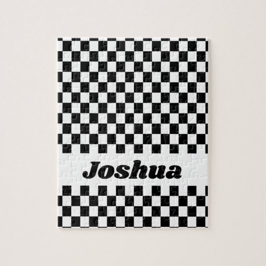 Zwart en wit geruite vlag legpuzzel (Verticaal)