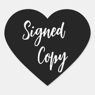 Zwart en wit gesigneerd exemplaar hart sticker