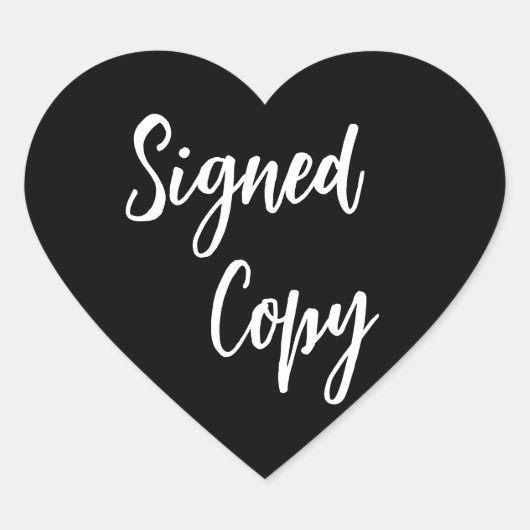 Zwart en wit gesigneerd exemplaar hart sticker (Voorkant)