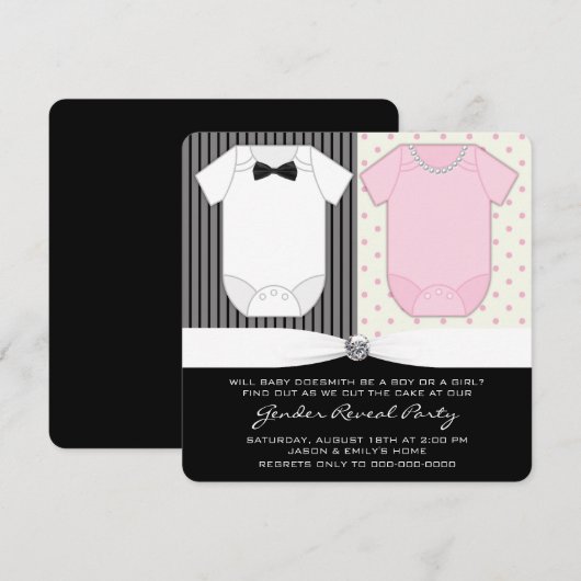 Zwart en wit geslacht onthullen kaart (Voorkant / Achterkant)