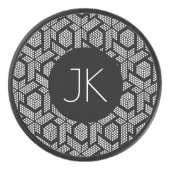 Zwart en wit gestippeld geometrisch vormpatroon hockey puck (Voorkant)