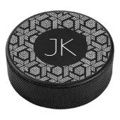 Zwart en wit gestippeld geometrisch vormpatroon hockey puck (3/4)