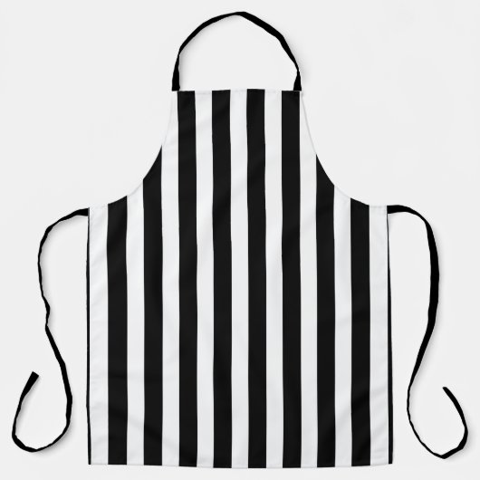 Zwart en Wit Gestreept Allover Schort (Voorkant)