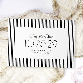 Zwart En Wit Gestreept Elegantie Klasse Bruiloft Save The Date