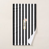 Zwart en wit gestreept gepersonaliseerd bad handdoek (Handdoek)