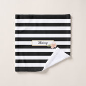 Zwart en wit gestreept gepersonaliseerd bad handdoek (Wasdoekje)