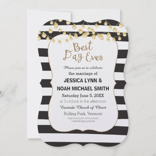 Zwart en wit gestreept goud  Beste dag ooit Kaart (Voorkant)