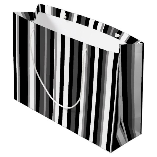Zwart en wit gestreept groot cadeauzakje (Achterkant Gekanteld)