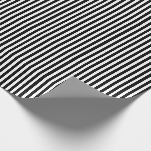 Zwart en wit gestreept omslagpapier cadeaupapier (Hoek)
