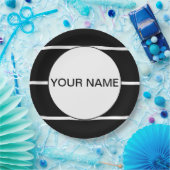 Zwart en wit gestreept papieren bordje (Feest)