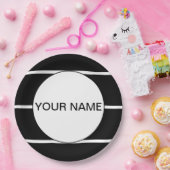 Zwart en wit gestreept papieren bordje (Feest)