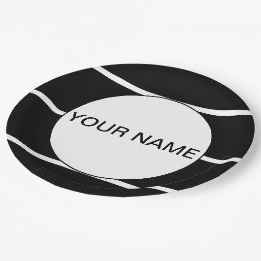 Zwart en wit gestreept papieren bordje (Gekanteld)