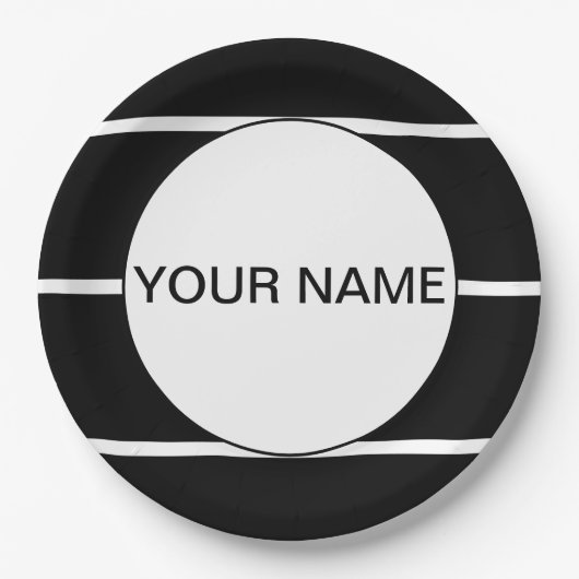 Zwart en wit gestreept papieren bordje (Voorkant)