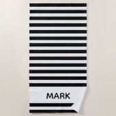 Zwart en wit gestreept, speciaal gepersonaliseerd strandlaken (Voorkant)