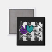 Zwart en Wit Gestreept Vrede Liefde Voetbal Magneet (Voorkant / Achterkant)