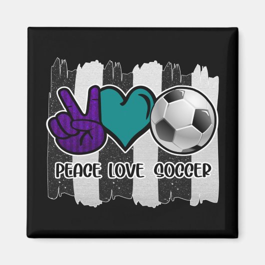 Zwart en Wit Gestreept Vrede Liefde Voetbal Magneet (Voorkant)