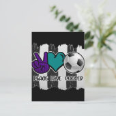 Zwart en Wit Gestreepte Vrede Liefde Voetbal Briefkaart (Staand voorkant)