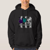 Zwart en Wit Gestreepte Vrede Liefde Voetbal Hoodie (Voorkant)