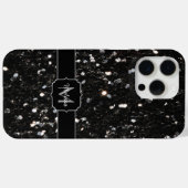 Zwart en wit glanzend glinsterende glitter Monogra Case-Mate iPhone Case (Achterkant (horizontaal))