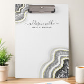 Zwart en wit glinsterende agaat geode luxe chic klembord