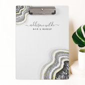 Zwart en wit glinsterende agaat geode luxe chic klembord