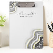Zwart en wit glinsterende agaat geode luxe chic klembord