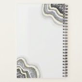 Zwart En Wit Glitter Agate Geode Luxe Zakelijk Planner (Achterkant)