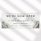 Zwart En Wit Glitter Agate Geode Luxe Zakelijk Spandoek