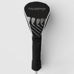 Zwart En Wit Golfclub Gepersonaliseerde Naam Golfe Golfheadcover