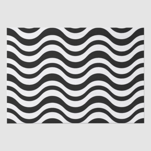 Zwart en wit golvend abstract patroon tissuepapier (Voorkant)