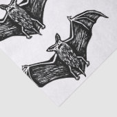 Zwart en Wit Gotisch Vleermuis Patroon Tissuepapier (Detail)