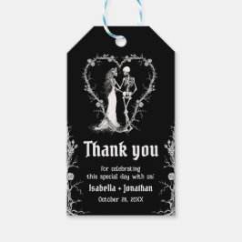 Zwart en Wit Gotische Halloween Skeletten Bruiloft Cadeaulabel