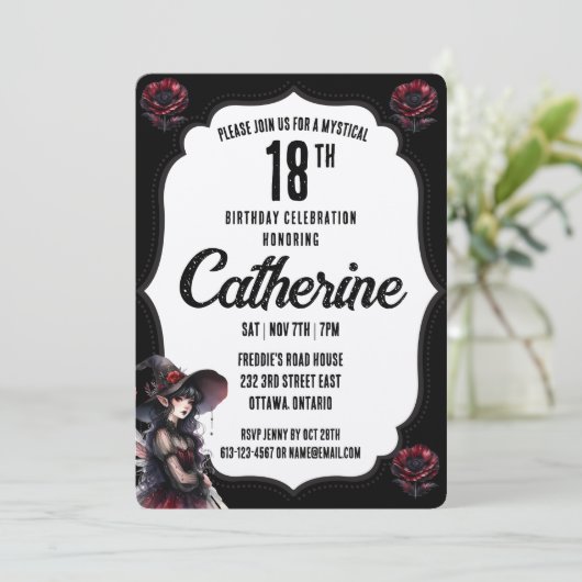 Zwart en Wit Gotische Verjaardag Kaart (Staand voorkant)