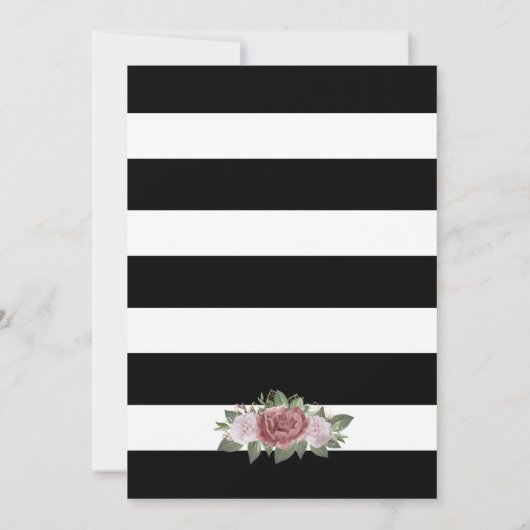 Zwart en wit goud Blush roze bloemen bruiloft Kaart (Achterkant)