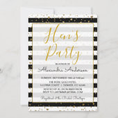 Zwart en wit goud folie harten Hen's Party Kaart (Voorkant)