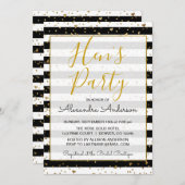 Zwart en wit goud folie harten Hen's Party Kaart (Voorkant / Achterkant)