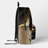 Zwart en Wit Goud Marmer Moderne Steen Bedrukte Rugzak (Links)