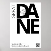 Zwart en Wit Great Dane Minimaal Poster (Voorkant)