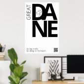 Zwart en Wit Great Dane Minimaal Poster (Thuiskantoor)