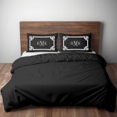 Zwart en wit Griekse sleutel monogram standaard Kussensloop
