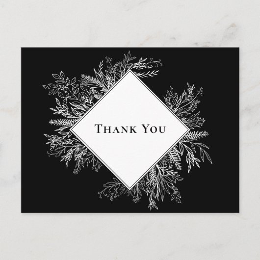 Zwart en Wit Groene Huwelijks Dankjewel Briefkaart (Voorkant)