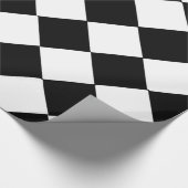 Zwart en wit groot dambord diamantpatroon cadeaupapier (Hoek)