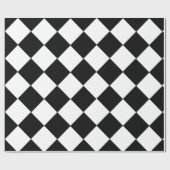 Zwart en wit groot dambord diamantpatroon cadeaupapier (Vlak)