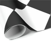 Zwart en wit groot dambord diamantpatroon cadeaupapier (Rol Hoek)