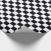 Zwart en wit groot schaakbordpatroon cadeaupapier (Hoek)