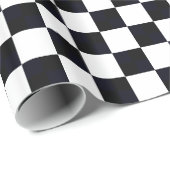 Zwart en wit groot schaakbordpatroon cadeaupapier (Rol Hoek)