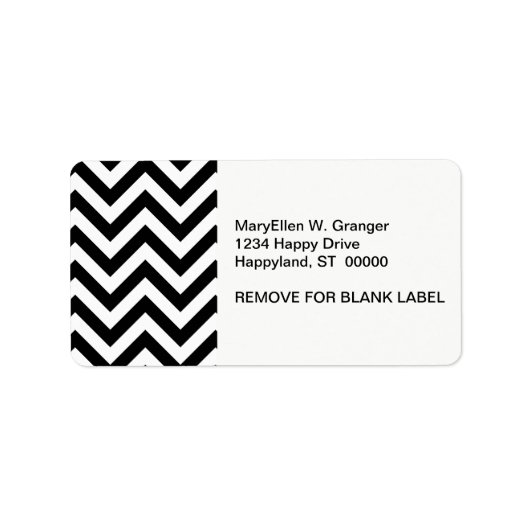 Zwart en wit groot zigzagpatroon met chevrons etiket (Voorkant)