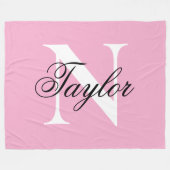 Zwart en Wit Grote Chic Monogram Roze Fleece Deken (Voorkant (Horizontaal))