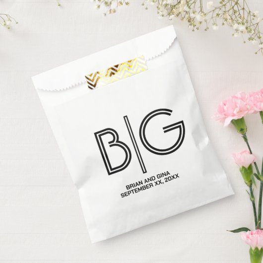 Zwart en wit grote initialen bedankzakje (Gezegeld)
