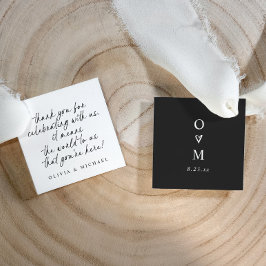 Zwart en Wit Handgeschreven Modern Eenvoudig Huwel Bedankjes Labels